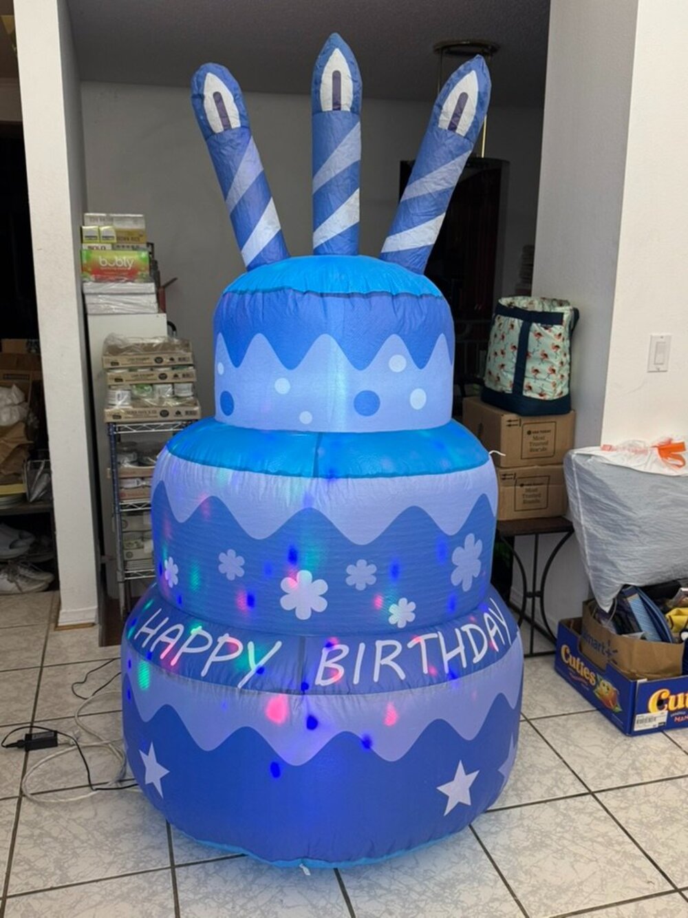 5.5ft GOOSH Inflatable Blue Birthday Cake